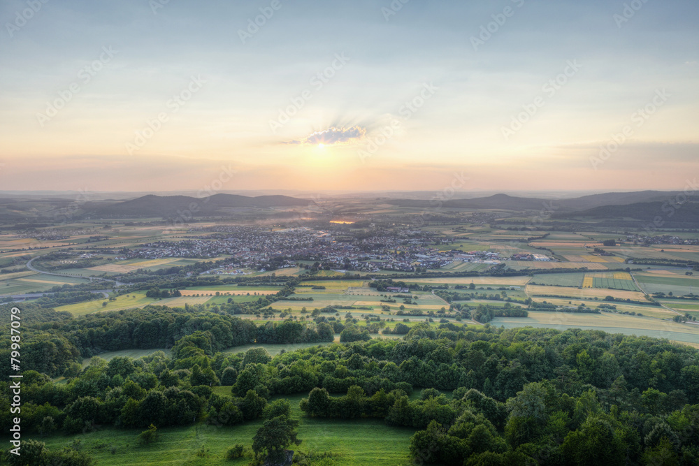 Germany, Bavaria, Franconia, Upper Franconia, Bad Staffelstein, View of mountain at dawn Germany, Bavaria, Franconia, Upper Franconia, Bad Staffelstein, View of mountain at dawn