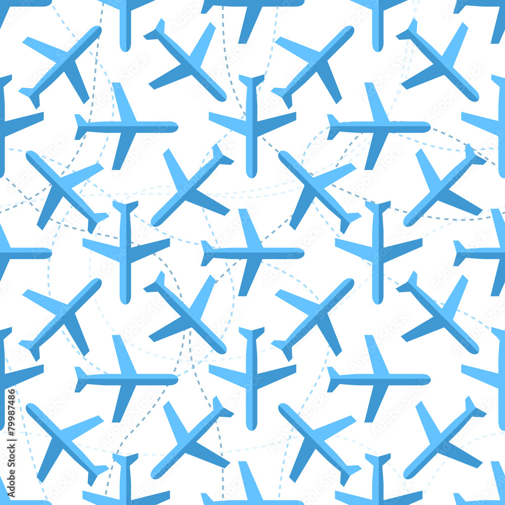 Seamless pattern with flat styled planes Seamless pattern with flat styled planes