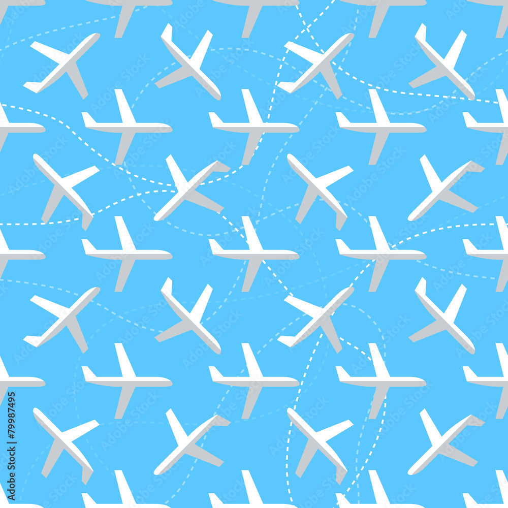 Seamless pattern with flat styled planes