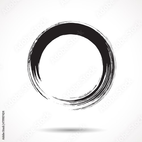 Brush painted black ink circle