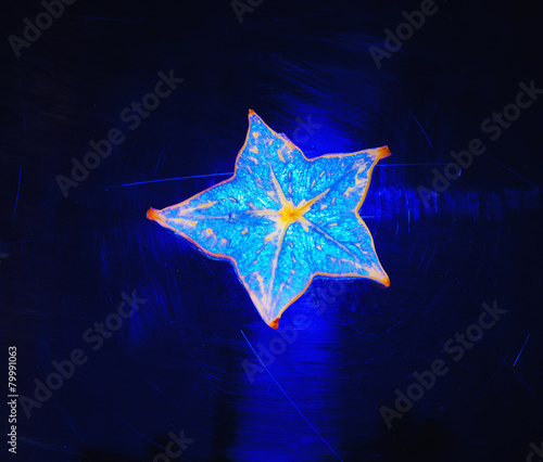 Carambola Stars On Blue Background