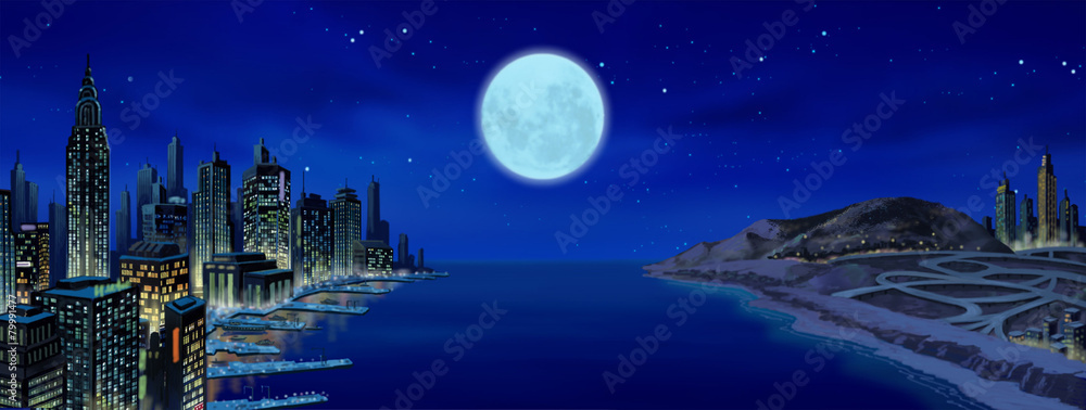 Naklejka premium 풍경일러스트