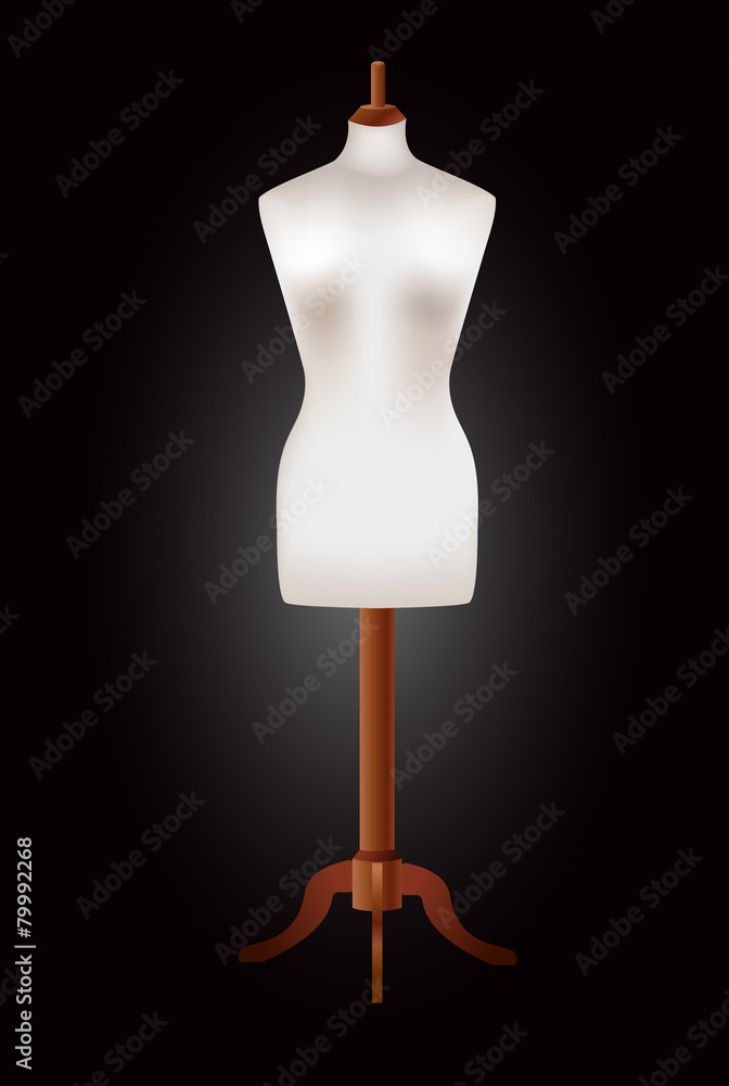 Fototapeta premium White dummy on a black background. mannequin. vector