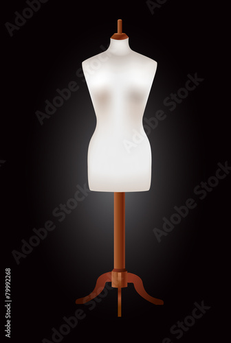 White dummy on a black background. mannequin. vector