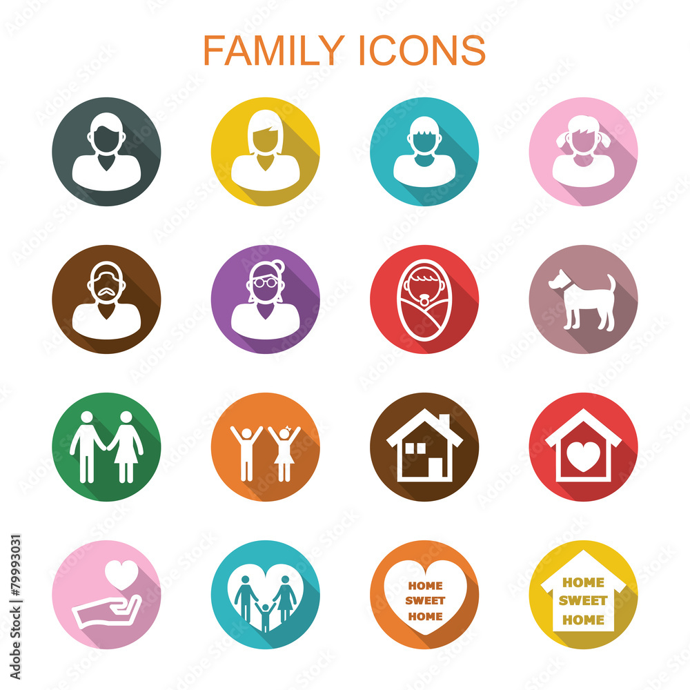 family long shadow icons family long shadow icons