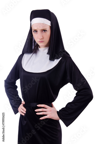 Nun isolated on the white background photo