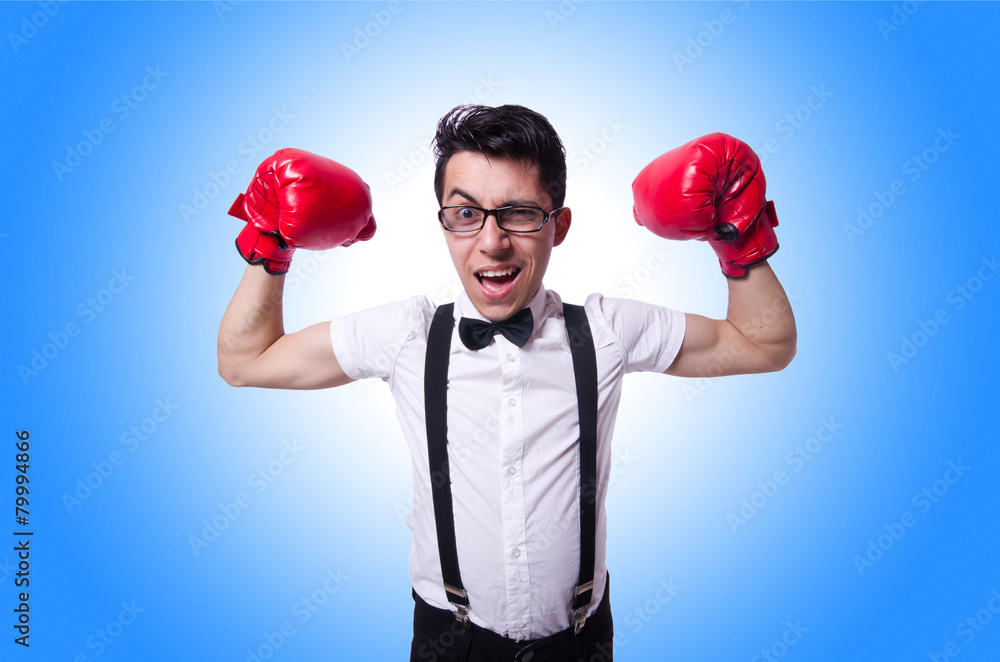 Funny boxer isolated on the white background