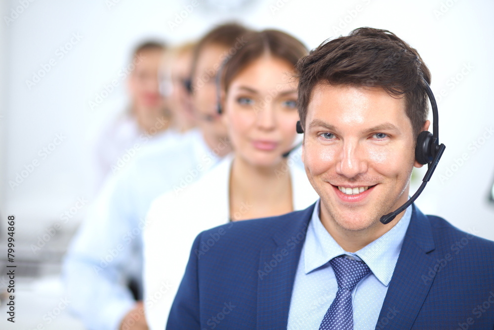 Attractive positive young businesspeople and colleagues in a Attractive positive young businesspeople and colleagues in a