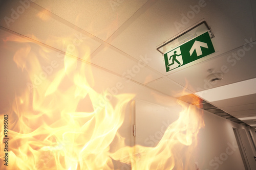 Fototapeta Emergency exit and fire alarm