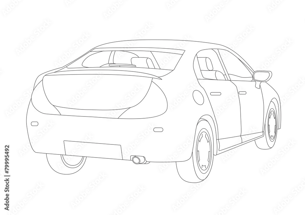 Generic vehicle line drawing illustration