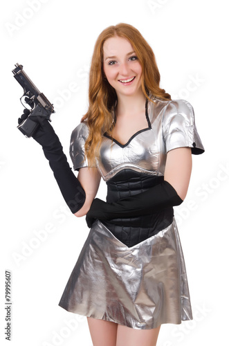 Wallpaper Mural Woman in tech concept isolated on white Torontodigital.ca