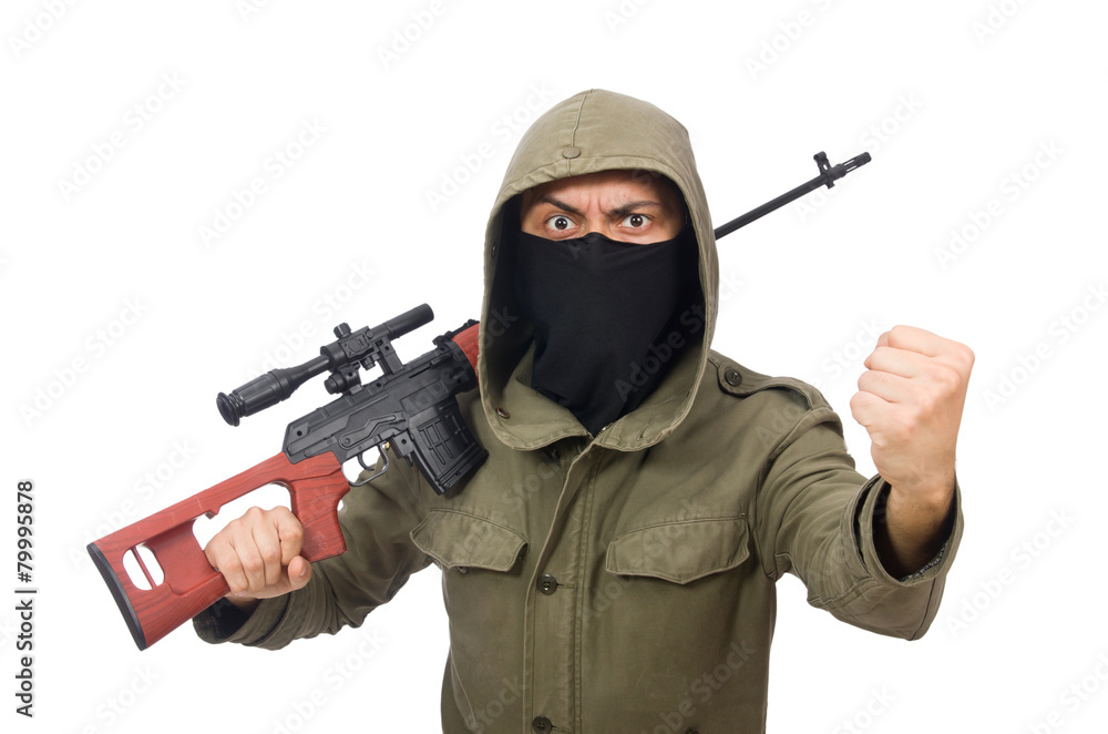 Man with a gun isolated on white Man with a gun isolated on white