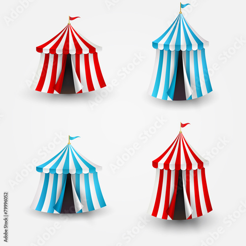 Vector illustration of circus tent with flag