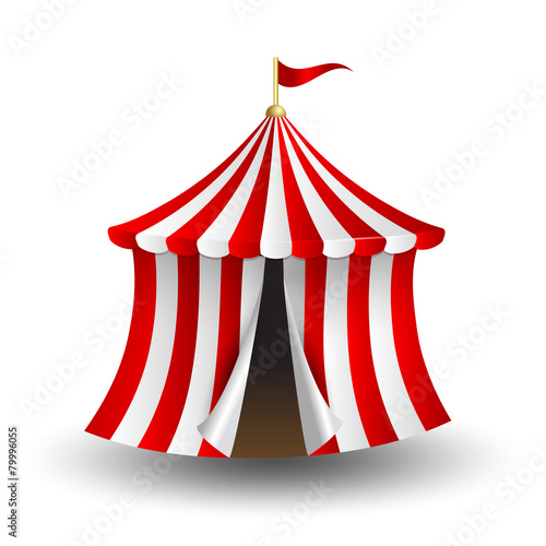 Vector illustration of circus tent with flag