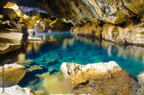 Iceland - Myvatn - Hot pool in cave photo