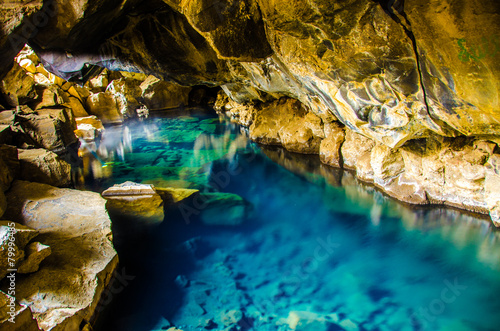 Iceland - Myvatn - Hot pool in cave photo