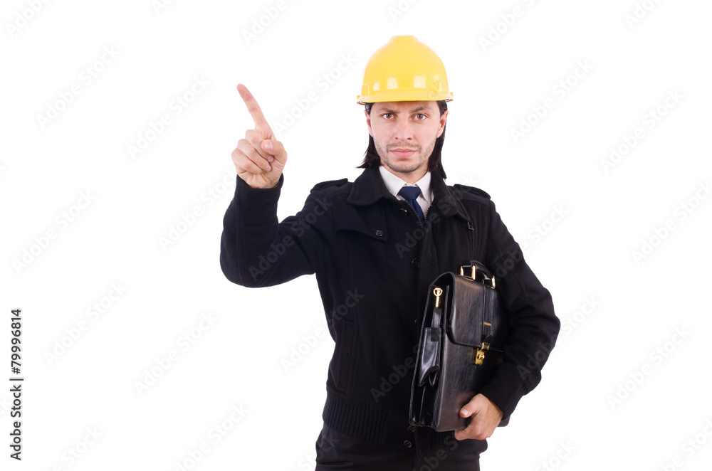 Young construction architect isolated on the white Young construction architect isolated on the white