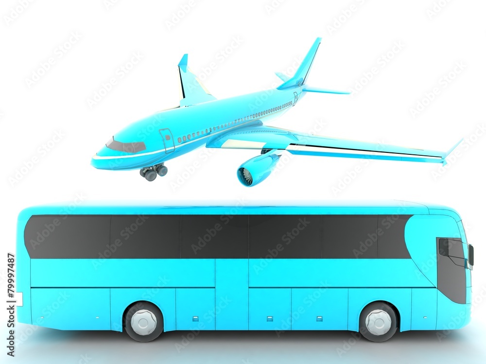 Airplane and bus