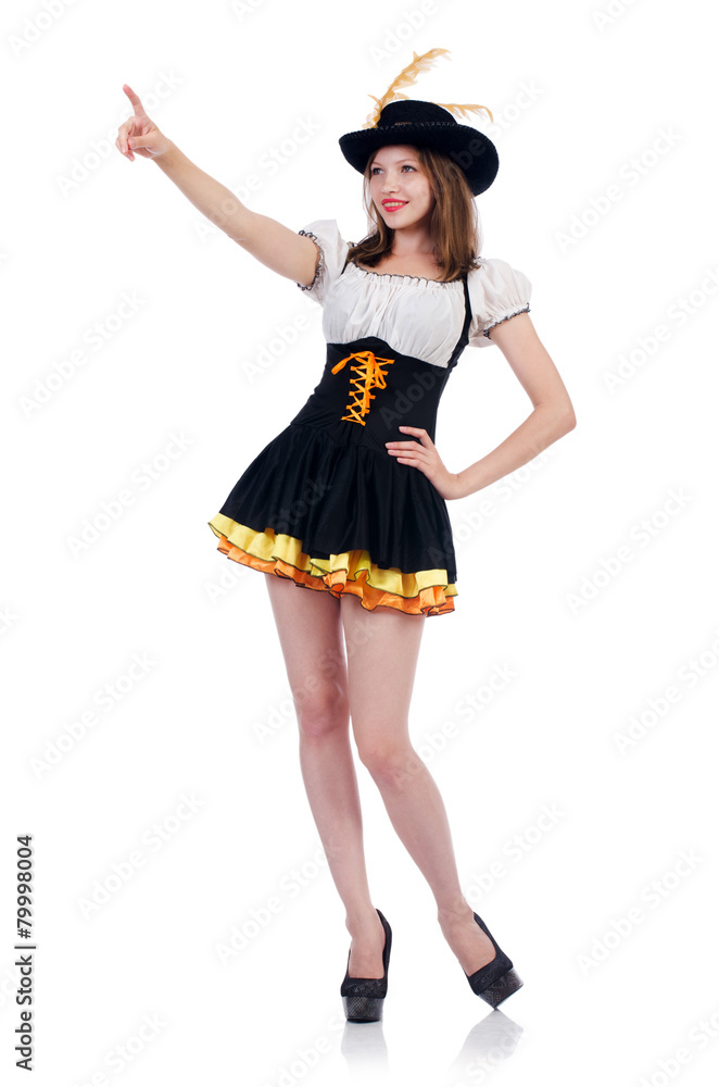 Girl in bavarian costume isolated on white Girl in bavarian costume isolated on white