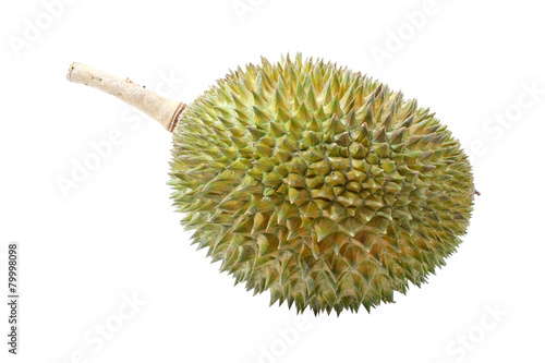 Durian, the king of fruit of South East Asia on white background