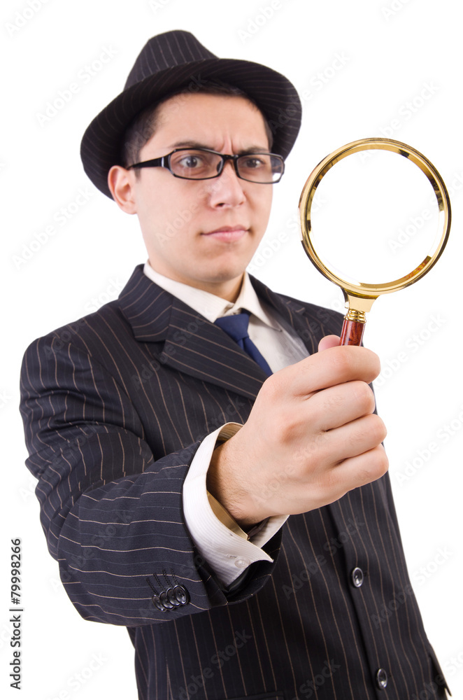 Funny gentleman in striped suit isolated on white Funny gentleman in striped suit isolated on white