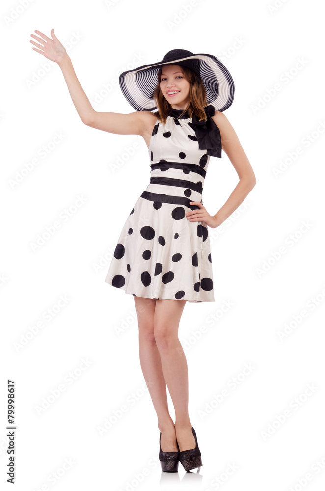 Beautiful woman in white dress isolated on white Beautiful woman in white dress isolated on white