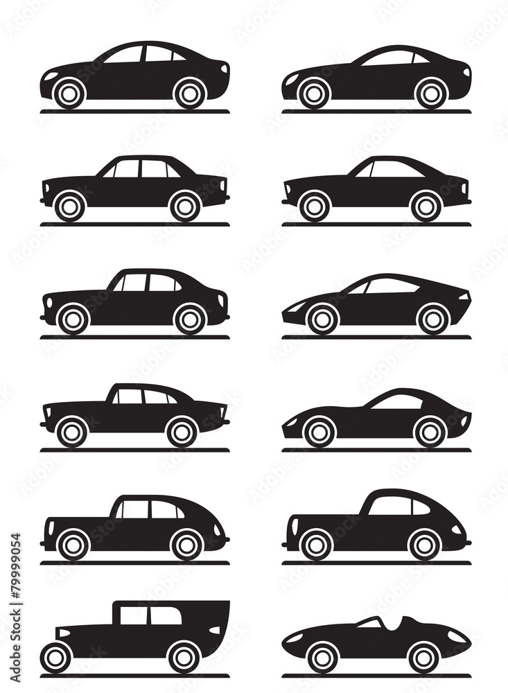 Modern and vintage cars - vector illustration