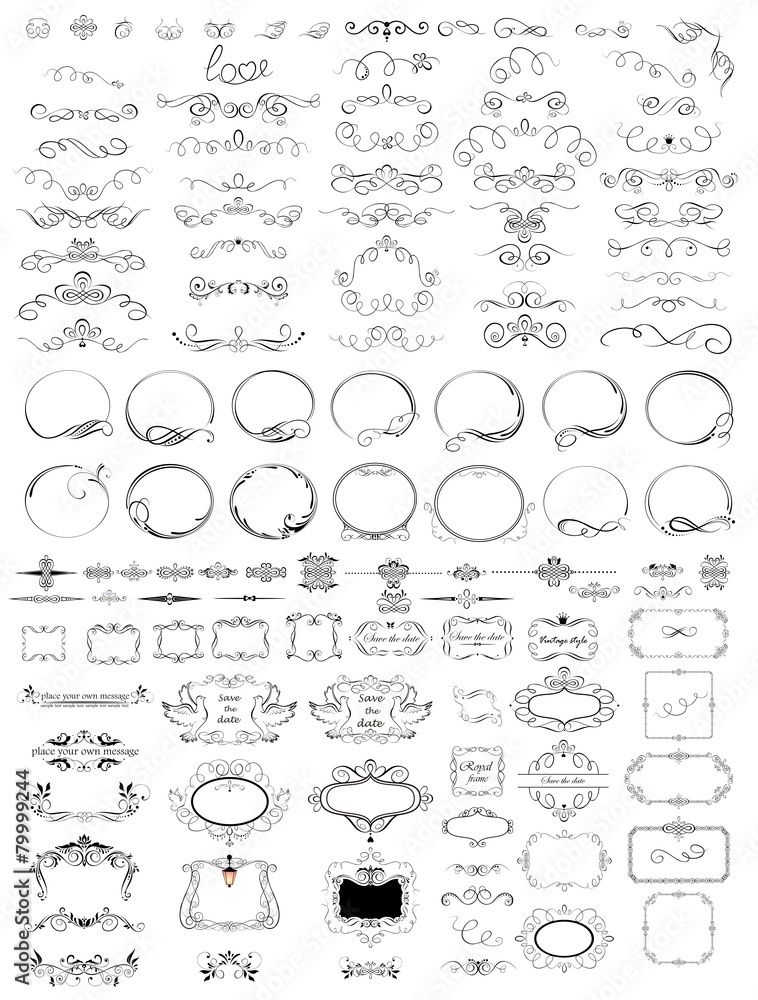 Collection of vintage frames, headers and titles
