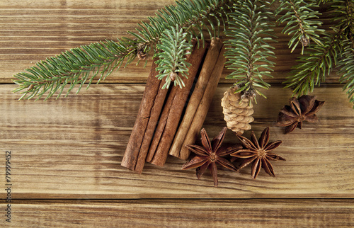 branches of fir-tree and seasoning