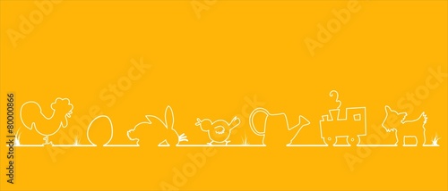 niedliche osterkarte mit Osterfiguren - Banner