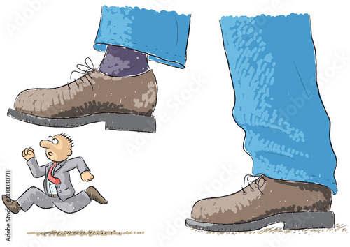 foot tramples man