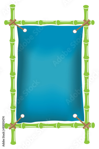 Blue Canvas on Bamboo Frame Vector Background Design