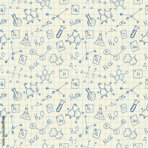 Chemistry doodles seamless pattern