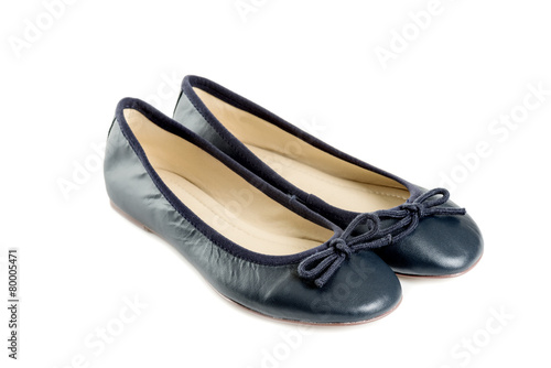 Pair of female shoes over white background left side view