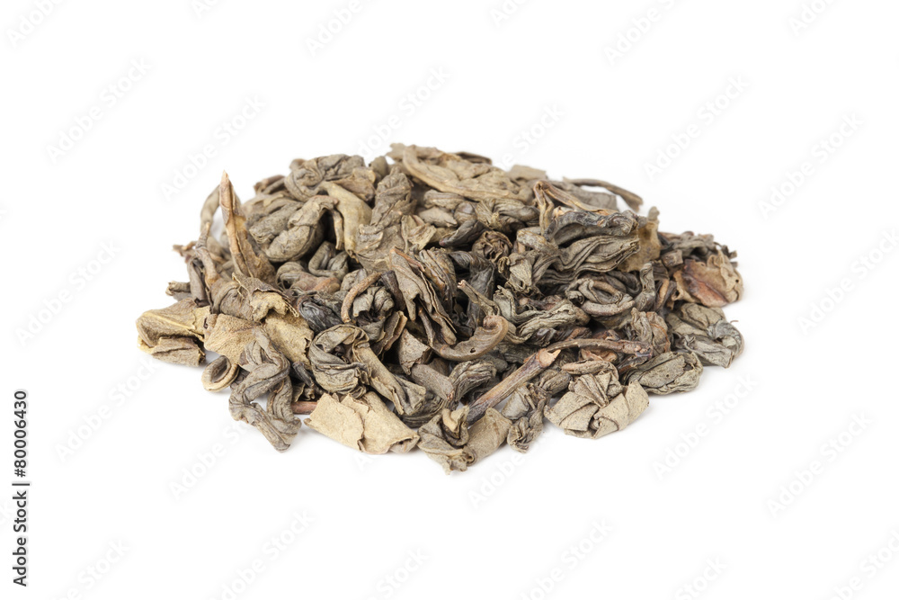 Green Chinese tea isolated on white background Green Chinese tea isolated on white background