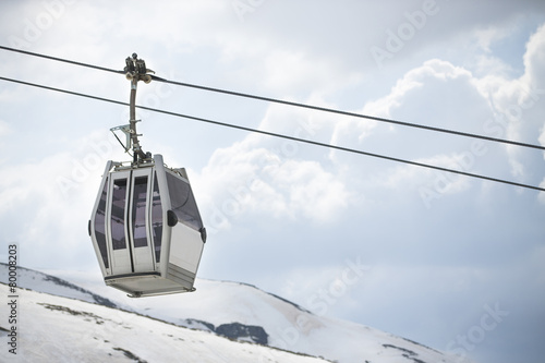 Cable car in ski Resort Sierra Nevada, Granada