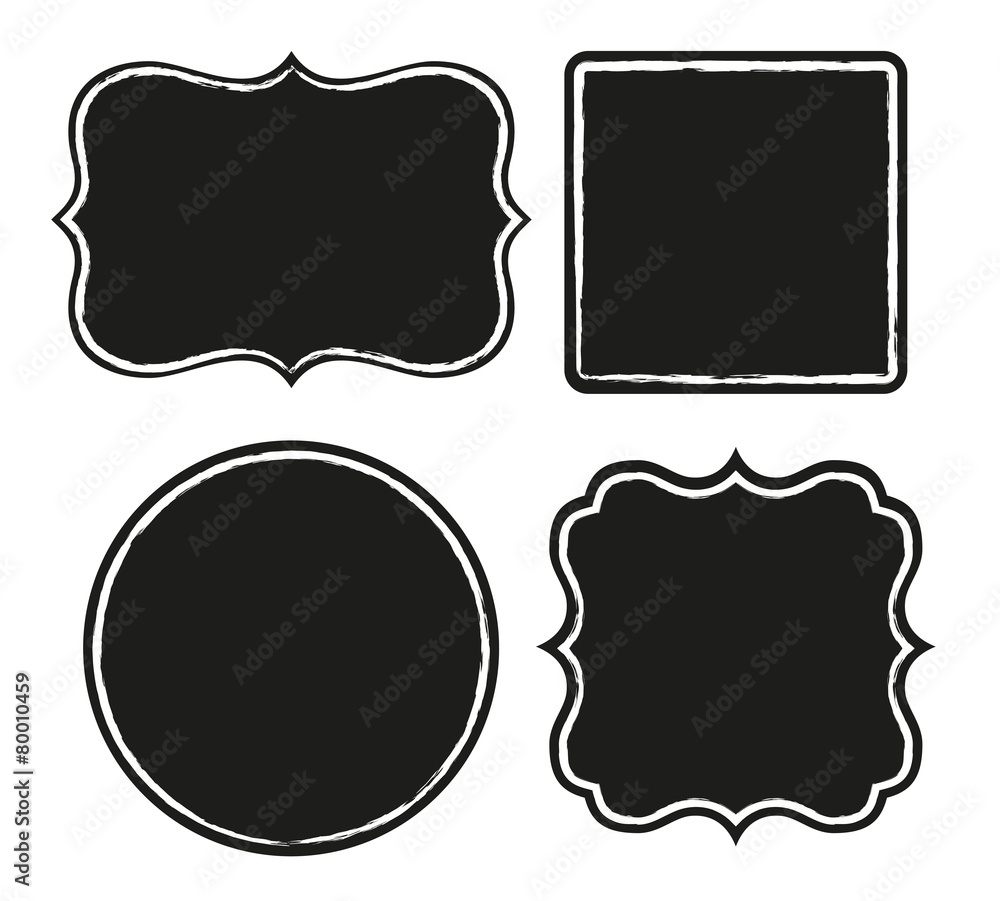 Set of black labels with rough border Set of black labels with rough border
