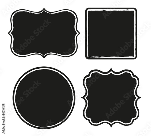 Set of black labels with rough border