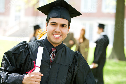 Graduation: Hispanic Student Happy to Graduate