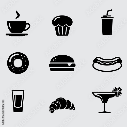 Food and drink. Vector icon set.