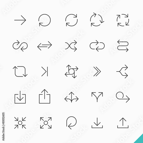 Thin linear arrows icons se...