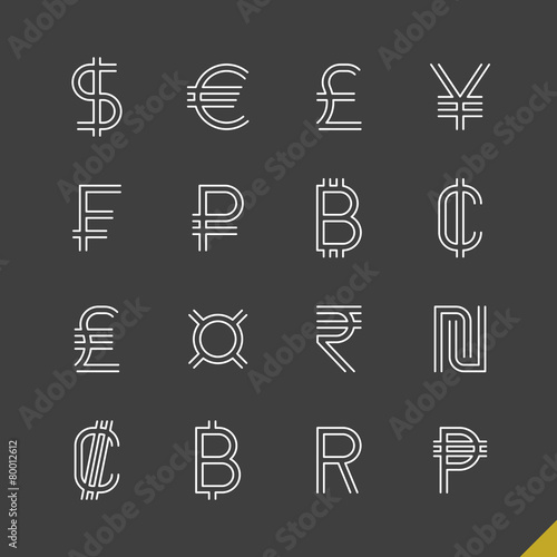 Linear world currency symbo...