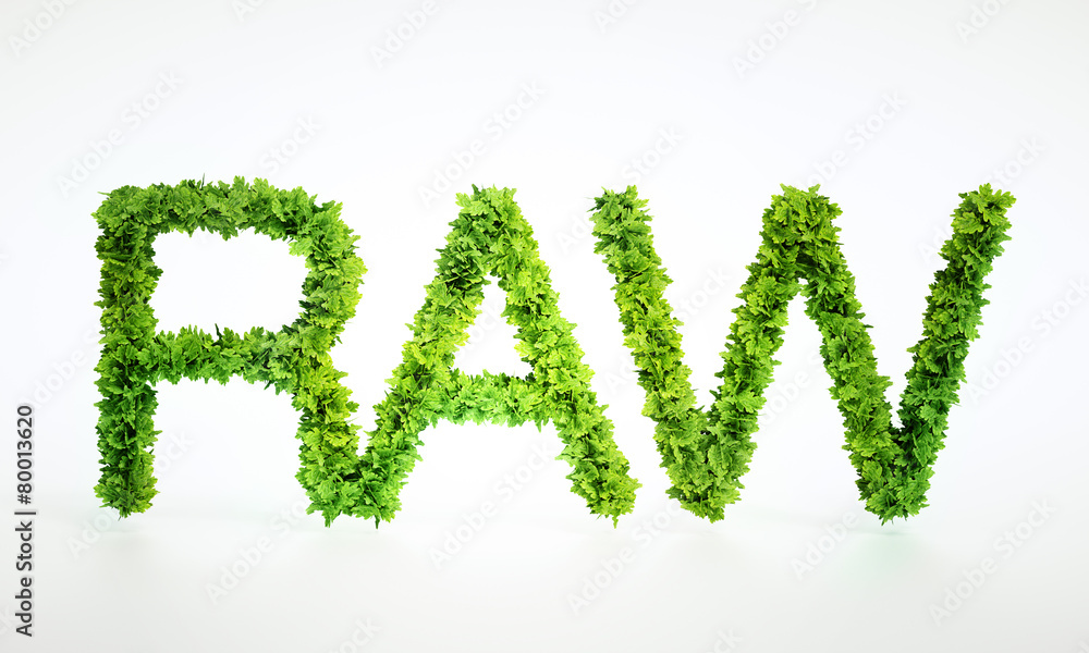 Raw food text sign