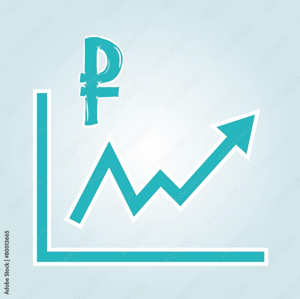 increasing graph with ruble symbol increasing graph with ruble symbol