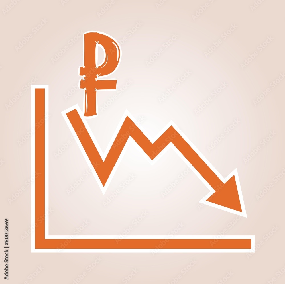 decreasing graph with ruble symbol decreasing graph with ruble symbol