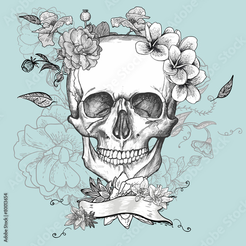 Skull and Flowers Day of The Dead