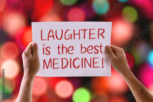 Laughter Is The Best Medicine card with bokeh background