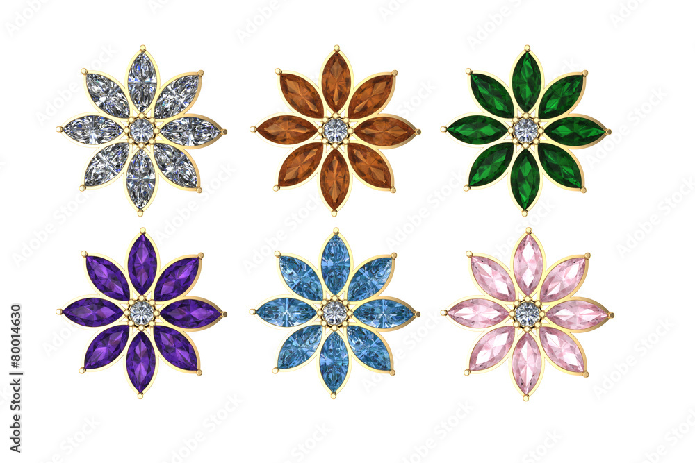 flower jeweller 3D, isolated on white flower jeweller 3D, isolated on white