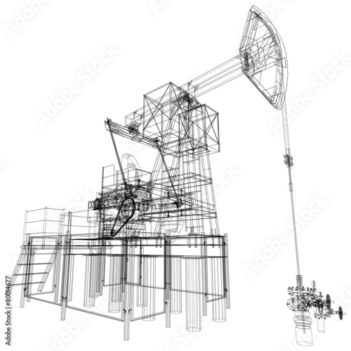 Oil pump jack. Vector rendering of 3d