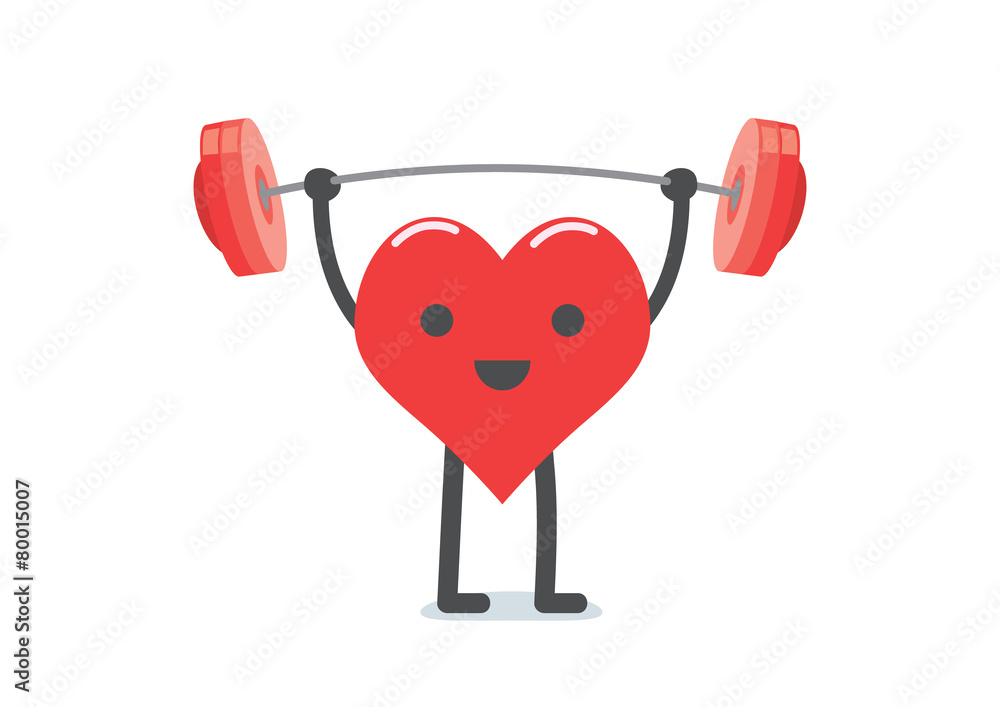 Strong heart weight lifting over isolated background Stock Vector